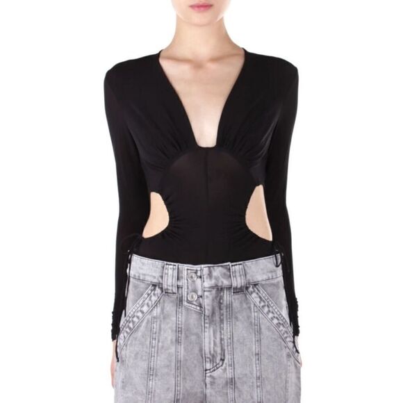 Isabel Marant Cut-Out Stretched Bodysuit in Black NWOT Size 38/Small - Picture 1 of 8